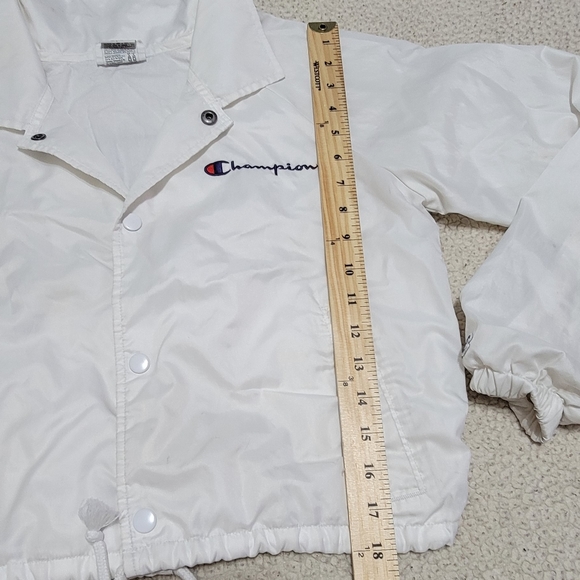 Champion White Cropped Coach Windbreaker Jacket S - Picture 8 of 11